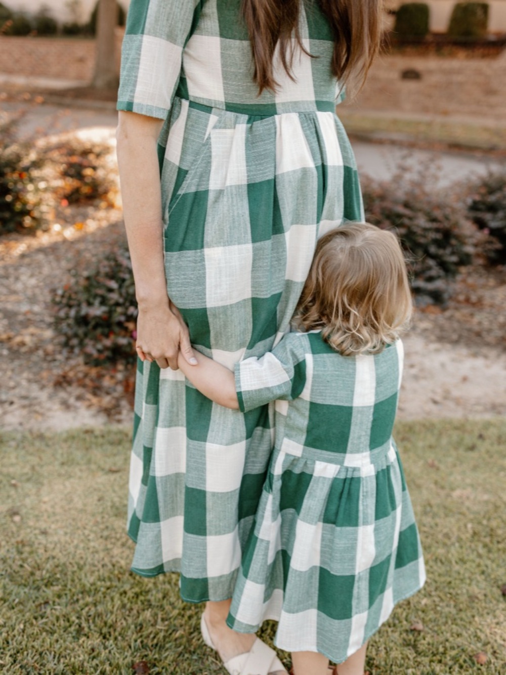 Roolee Buffalo plaid dress green mommy and me